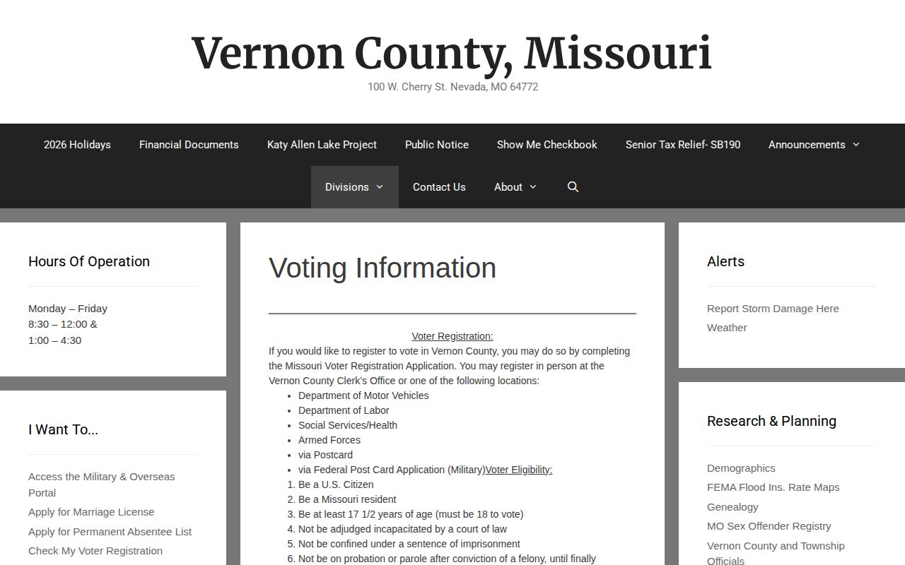 Schell City official Vernon County contact source for arrest-agency verification